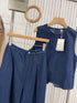 Sleeveless Denim Casual Top With Wide Leg Trousers Co-Ord Sets